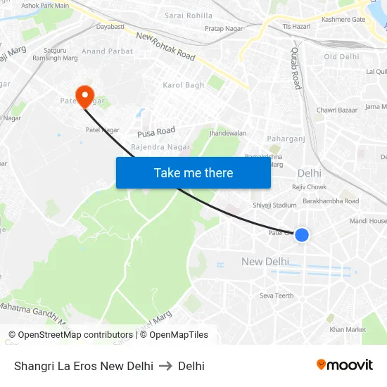 Shangri La Eros New Delhi to Delhi map