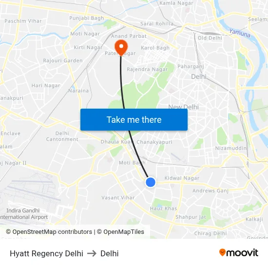 Hyatt Regency Delhi to Delhi map