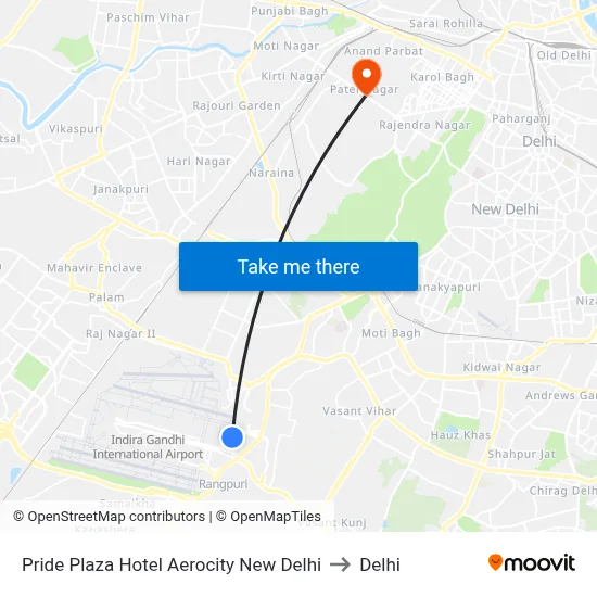 Pride Plaza Hotel Aerocity New Delhi to Delhi map