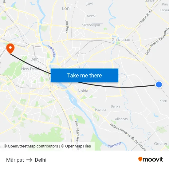 Māripat to Delhi map