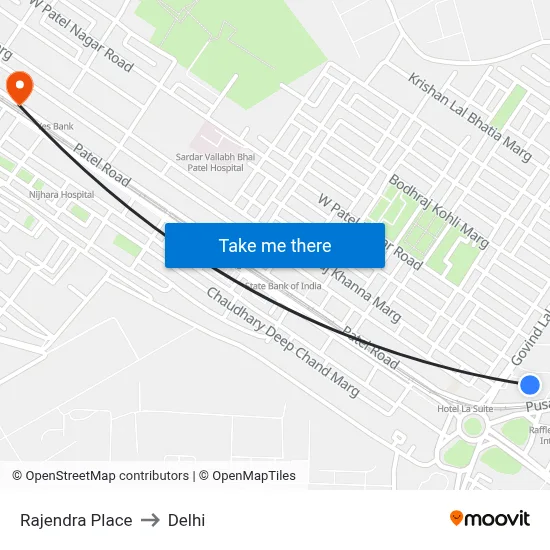 Rajendra Place to Delhi map