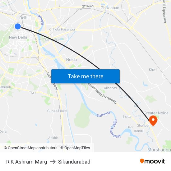 R K Ashram Marg to Sikandarabad map