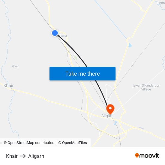 Khair to Aligarh map