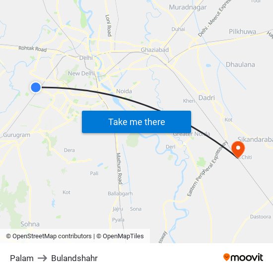 Palam to Bulandshahr map