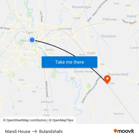 Mandi House to Bulandshahr map