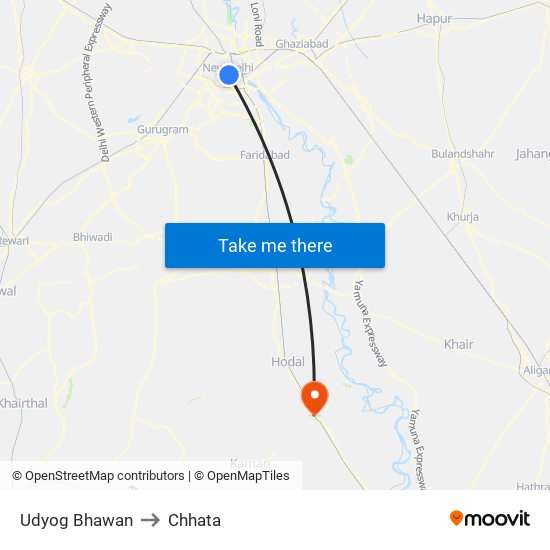 Udyog Bhawan to Chhata map