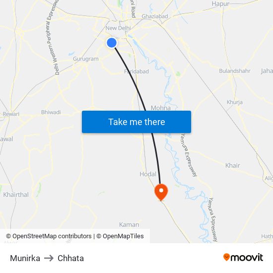Munirka to Chhata map