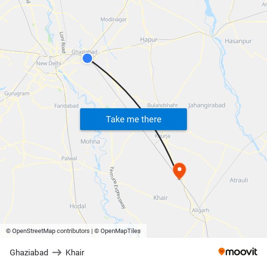 Ghaziabad to Khair map