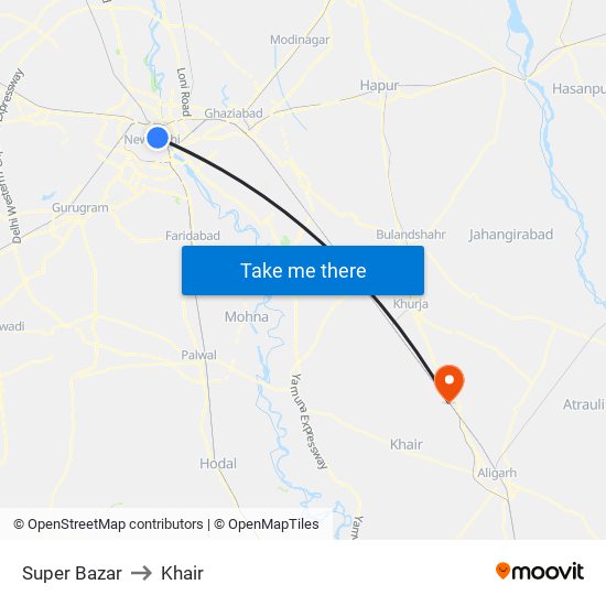 Super Bazar to Khair map