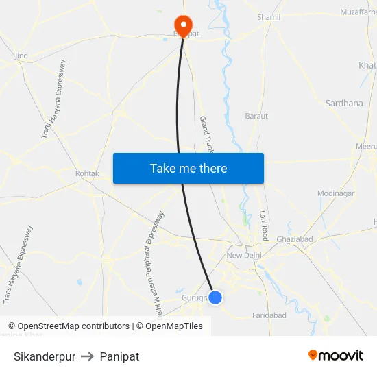 Sikanderpur to Panipat map