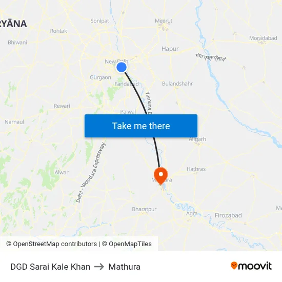 DGD Sarai Kale Khan to Mathura map