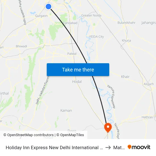 Holiday Inn Express New Delhi International Airport T3 an IHG Hotel to Mathura map