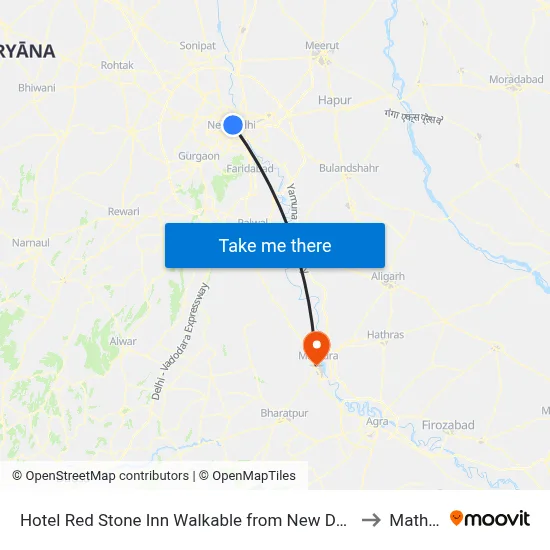 Hotel Red Stone Inn Walkable from New Delhi Station to Mathura map