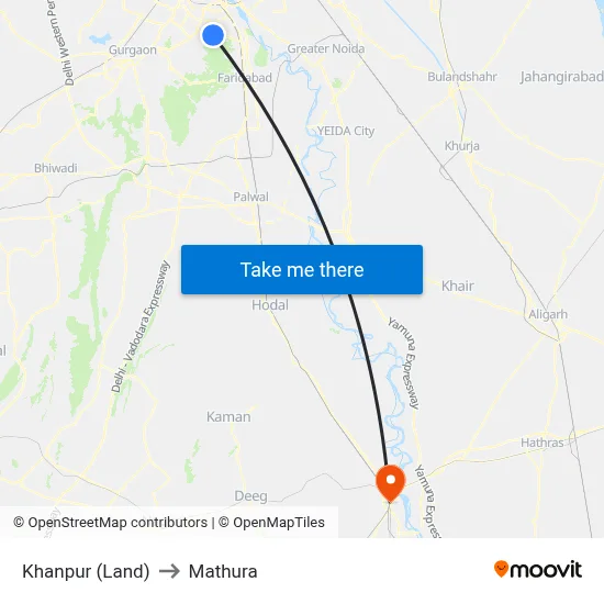Khanpur (Land) to Mathura map