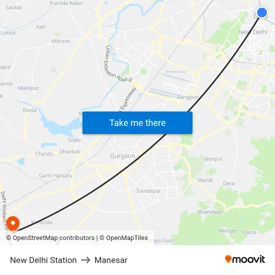 New Delhi Station to Manesar map