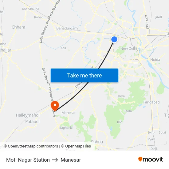 Moti Nagar Station to Manesar map