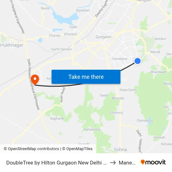 DoubleTree by Hilton Gurgaon New Delhi NCR to Manesar map