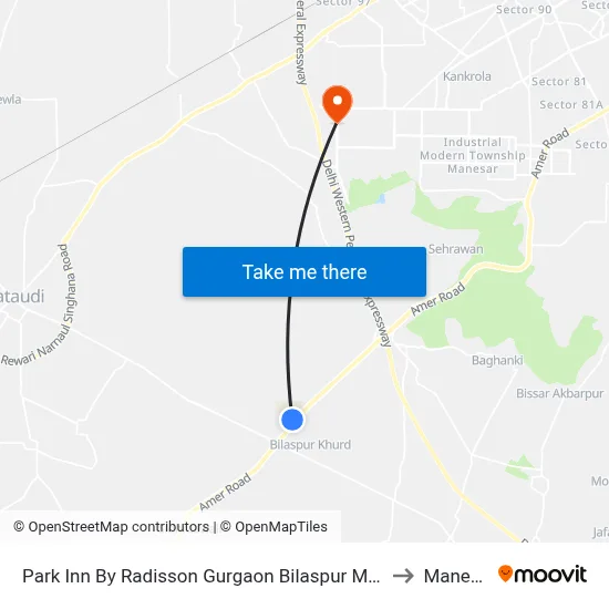 Park Inn By Radisson Gurgaon Bilaspur Manesar to Manesar map