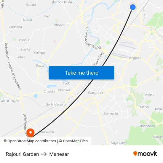 Rajouri Garden to Manesar map