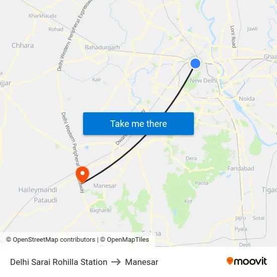 Delhi Sarai Rohilla Station to Manesar map