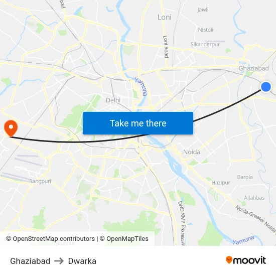 Ghaziabad to Dwarka map