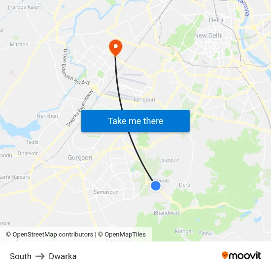 South to Dwarka map