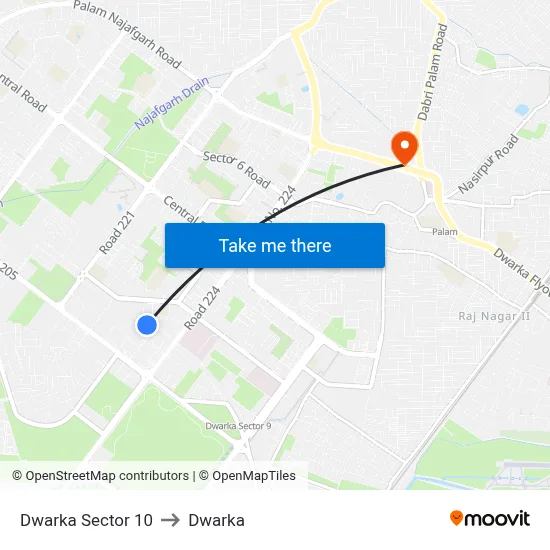 Dwarka Sector 10 to Dwarka map