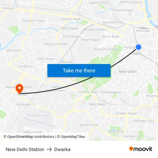 New Delhi Station to Dwarka map