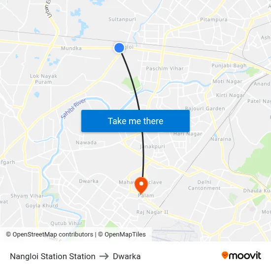 Nangloi Station Station to Dwarka map