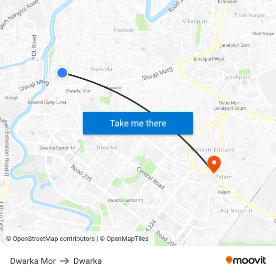 Dwarka Mor to Dwarka map