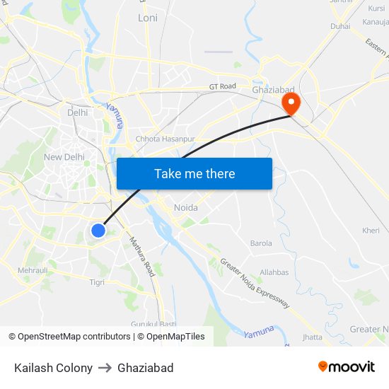Kailash Colony to Ghaziabad map