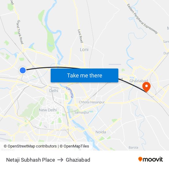 Netaji Subhash Place to Ghaziabad map