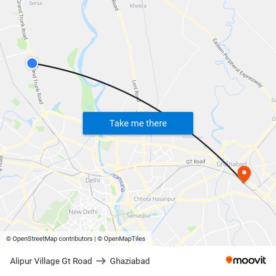 Alipur Village Gt Road to Ghaziabad map