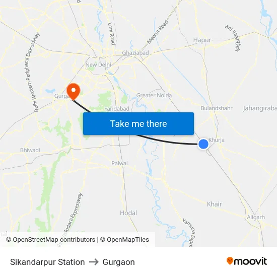 Sikandarpur Station to Gurgaon map