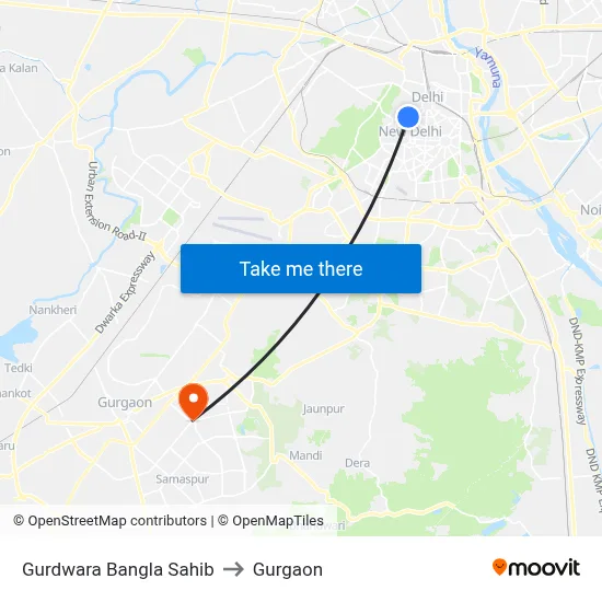 Gurdwara Bangla Sahib to Gurgaon map