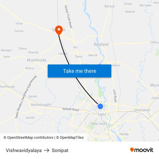 Vishwavidyalaya to Sonipat map