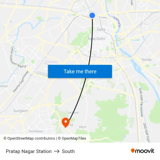 Pratap Nagar Station to South map
