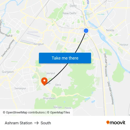 Ashram Station to South map