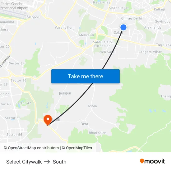 Select Citywalk to South map