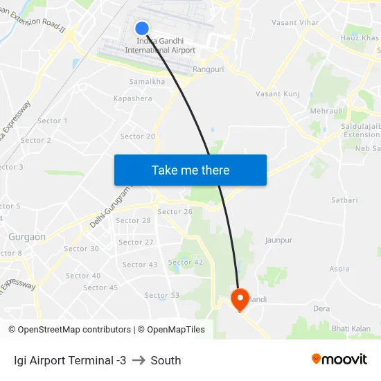 Igi Airport Terminal -3 to South map