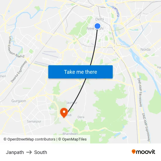 Janpath to South map