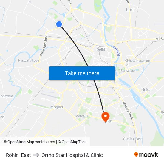 Rohini East to Ortho Star Hospital & Clinic map