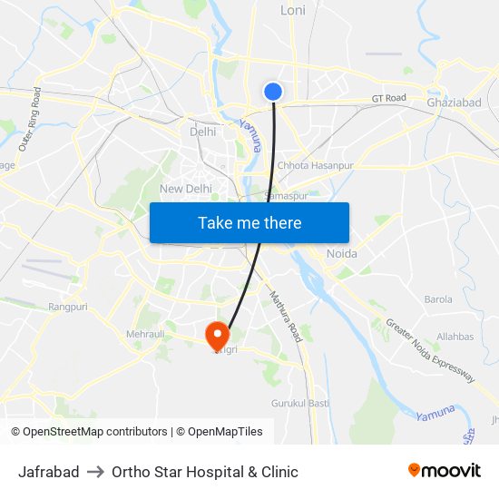 Jafrabad to Ortho Star Hospital & Clinic map