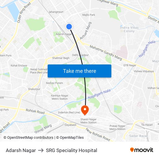 Adarsh Nagar to SRG Speciality Hospital map