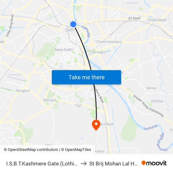 I.S.B.T.Kashmere Gate (Lothian Road) to St Brij Mohan Lal Hospital map