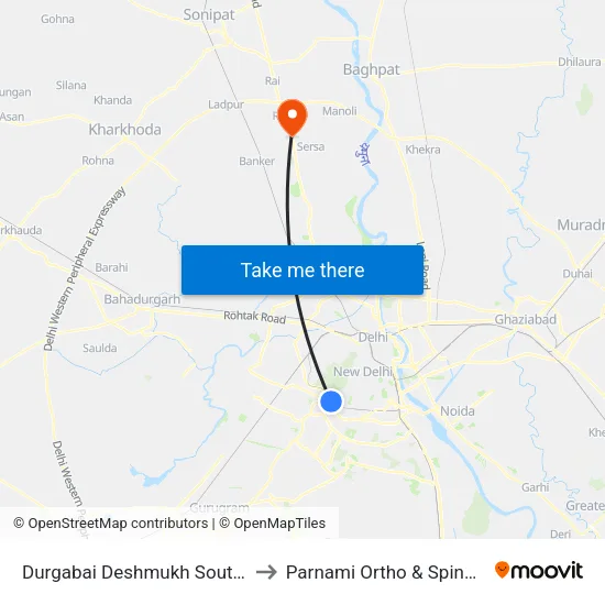 Durgabai Deshmukh South Campus to Parnami Ortho & Spine Hospital map