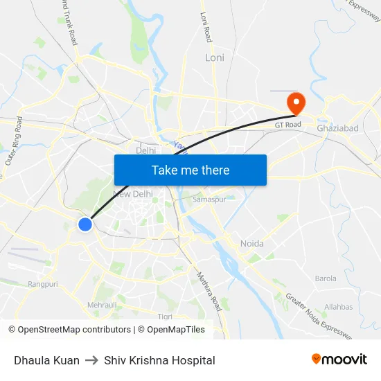 Dhaula Kuan to Shiv Krishna Hospital map