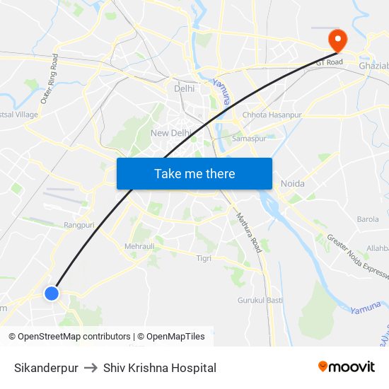 Sikanderpur to Shiv Krishna Hospital map