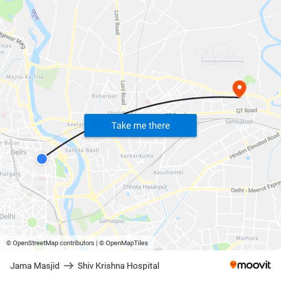 Jama Masjid to Shiv Krishna Hospital map