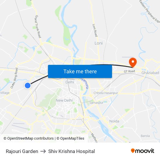 Rajouri Garden to Shiv Krishna Hospital map